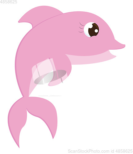 Image of A cute little pink colored cartoon dolphin vector or color illus