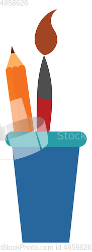 Image of Painting of a blue-colored pencil case vector or color illustrat