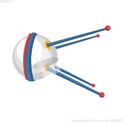 Image of White blue and red space craft vector illustration on white back