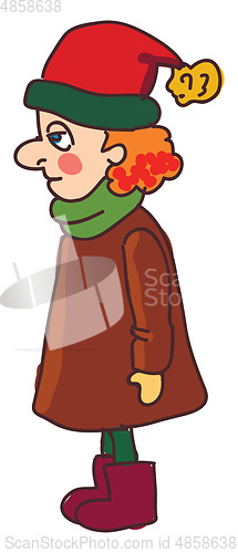 Image of A lady wearing winter clothes vector or color illustration