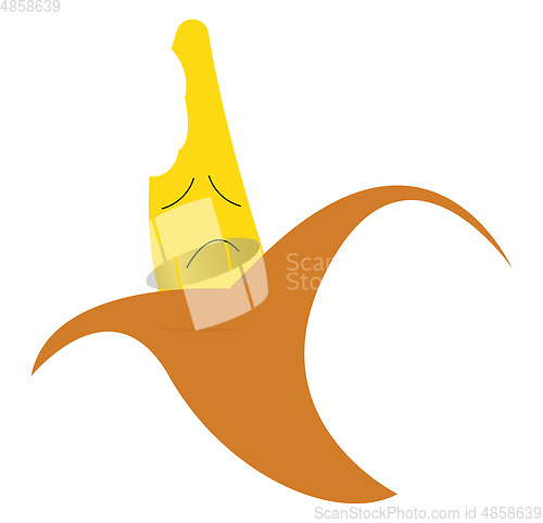 Image of Sad peeled yellow banana vector or color illustration