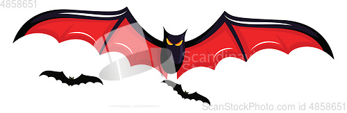 Image of Vector illustration on white background of black and red scary b