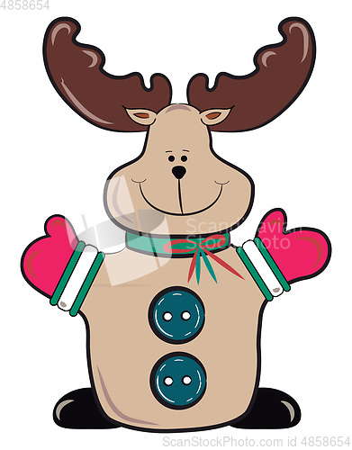 Image of Reindeer with pink gloves vector or color illustration
