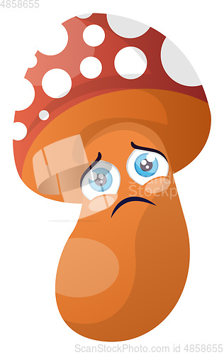 Image of Sad cartoon mushroom illustration vector on white background