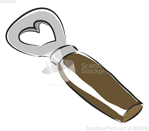 Image of A bottle opener with brown handle vector or color illustration