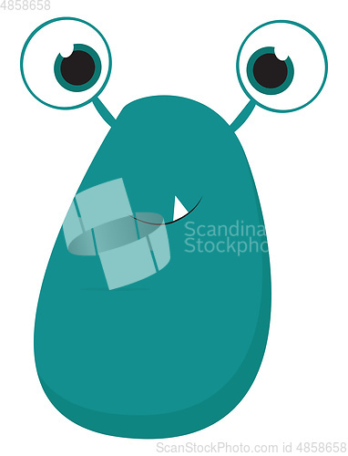 Image of A blue smiling monster vector or color illustration