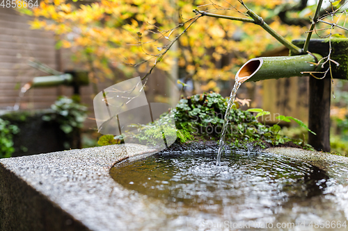 Image of Japanese washbasin at autumn season