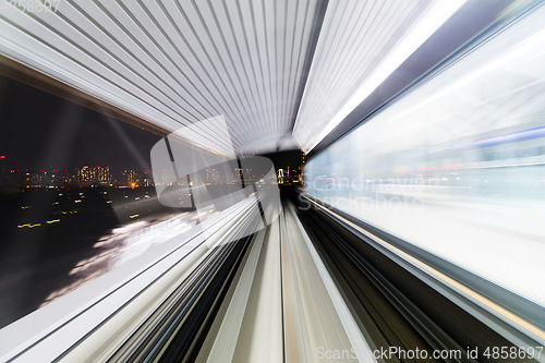 Image of Speedy train moving in tunnel