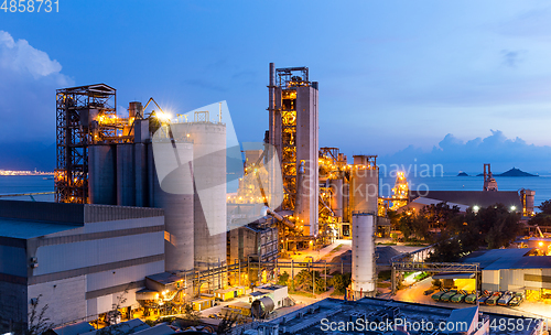 Image of Cement factory at night