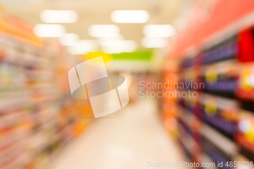 Image of Abstract blurred supermarket aisle 