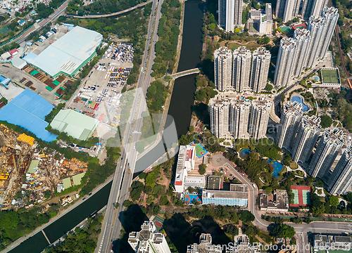 Image of Aerial view of Hong Kong skyline