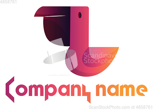 Image of Minimalistic vector logo design of pink pelican and blank text o