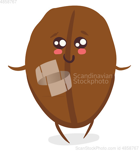 Image of A cute happy coffee bean vector or color illustration