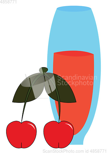 Image of A pair of red cherries vector or color illustration