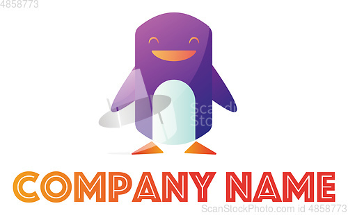 Image of Purple happy penguin vector logo illustration on a white backgro
