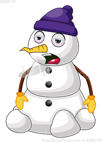 Image of Sleepy snowman illustration vector on white background