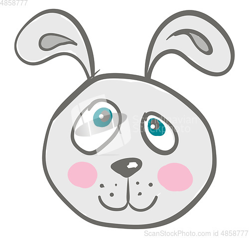 Image of Face of a cartoon grey hare with its big bright blue eyes vector