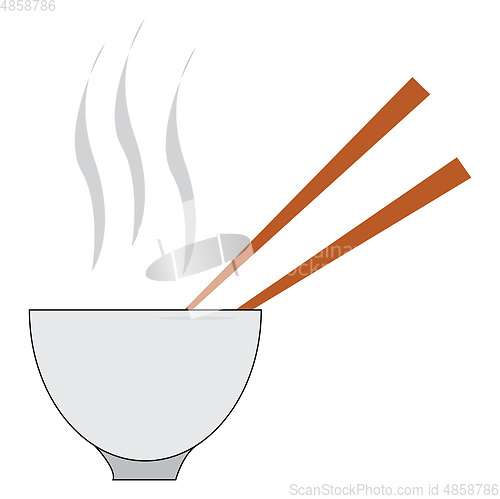 Image of Hot soup with two spoons in a white bowl vector or color illustr