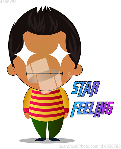 Image of Boy is feeling like a star, illustration, vector on white backgr