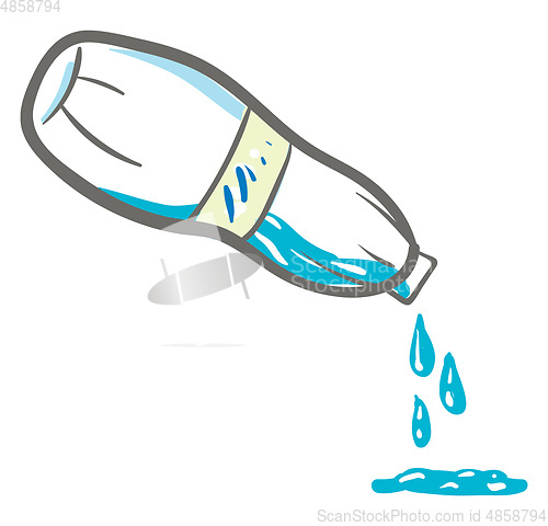 Image of Water bottle tilted to pour out water vector or color illustrati