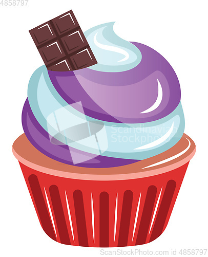 Image of Vanilla cupcake with chocolate decorationillustration vector on 