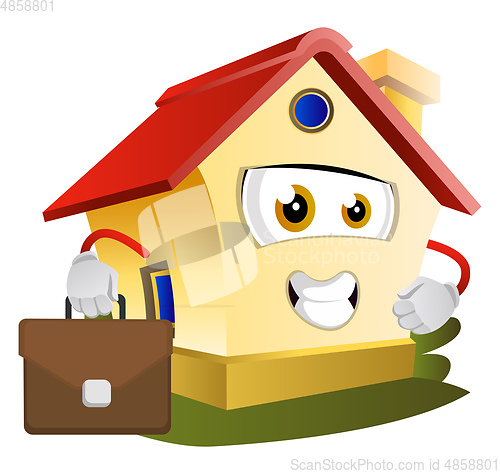 Image of House is holding handbag, illustration, vector on white backgrou