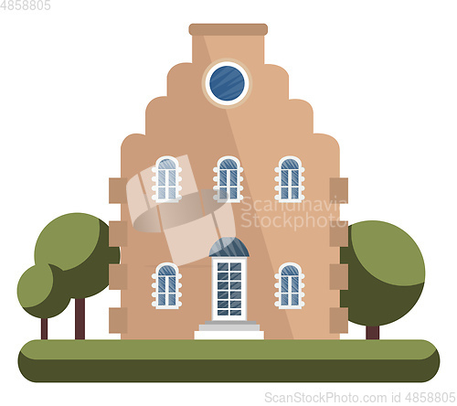 Image of Cartoon light yellow building vector illustartion on white backg