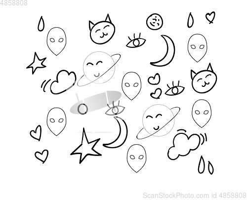 Image of A black and white doodle vector or color illustration