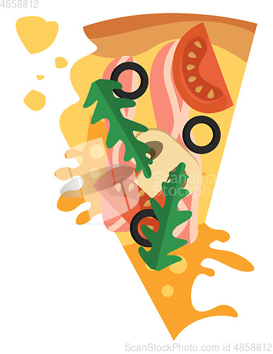 Image of Pizza with bacon and vegetablesPrint