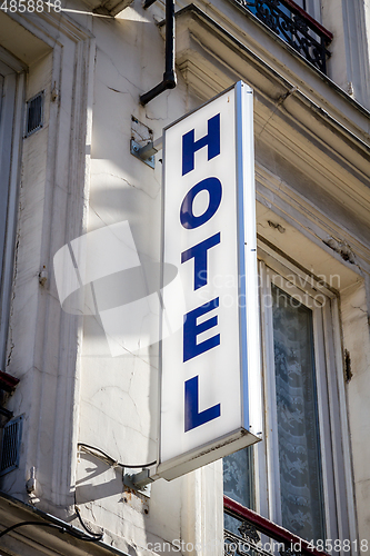 Image of Hotel entrance sign in Paris