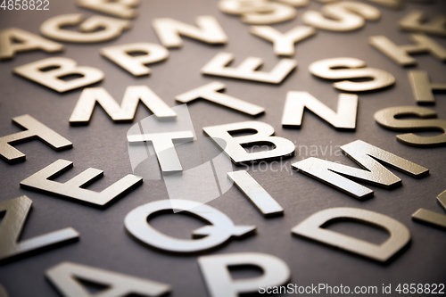 Image of Mixed letters pile closeup photo