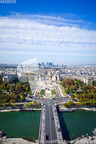 Image of Aerial city view of Paris from Eiffel Tower, France