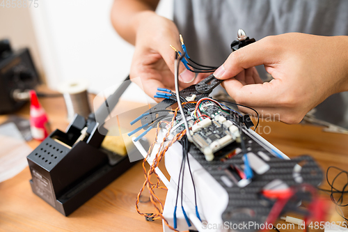 Image of Connecting wire cable on drone