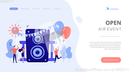 Image of Open air party concept landing page.