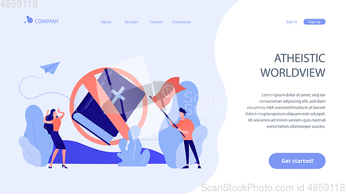 Image of Atheistic world view concept landing page.