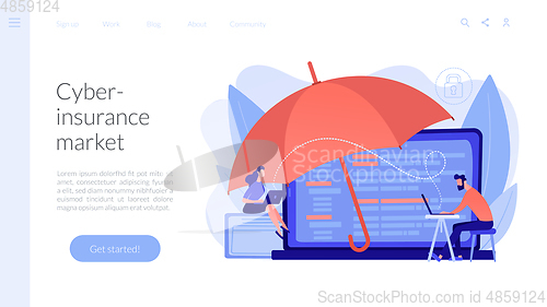 Image of Cyber insurance concept landing page.