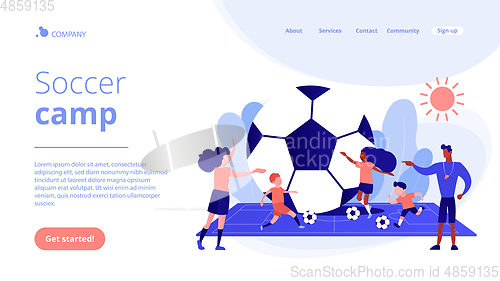 Image of Soccer camp concept landing page.