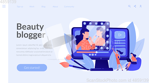 Image of Beauty blogger concept landing page.