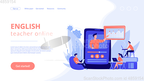 Image of Online teaching concept landing page.