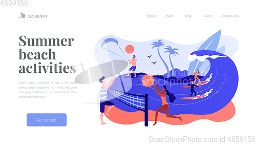 Image of Summer beach activities concept landing page.