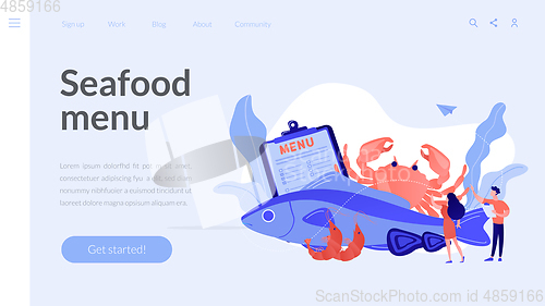 Image of Seafood menu concept landing page.