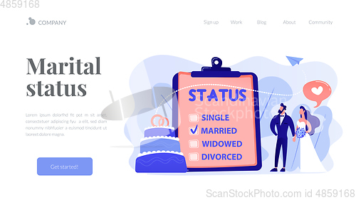 Image of Relationship status concept landing page.