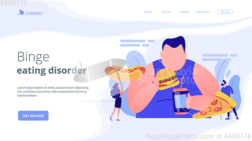 Image of Overeating addiction concept landing page.