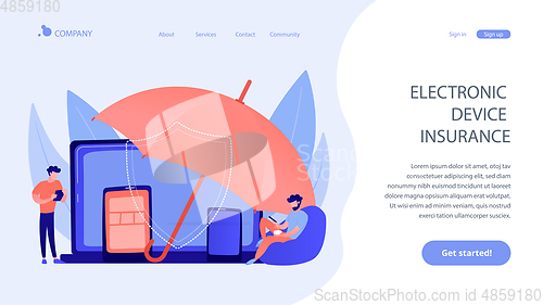 Image of Electronic device insurance concept landing page.