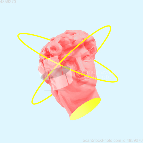 Image of Modern design. Contemporary art collage with statue\'s head