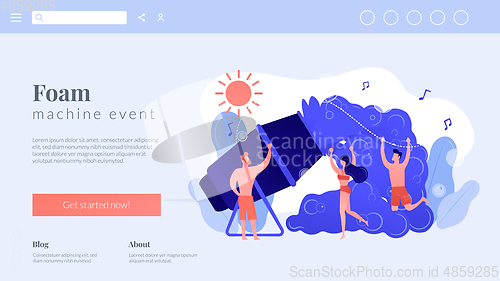 Image of Foam party concept landing page.
