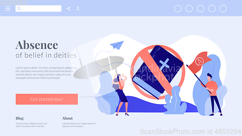Image of Atheistic world view concept landing page.