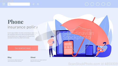 Image of Electronic device insurance concept landing page.