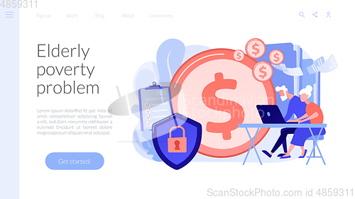 Image of Elderly financial security concept landing page