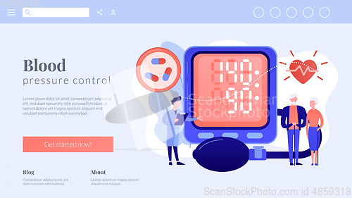 Image of High blood pressure concept landing page.